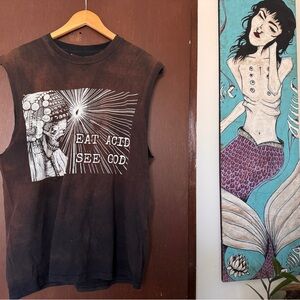 Black Graphic Sleeveless T-Shirt